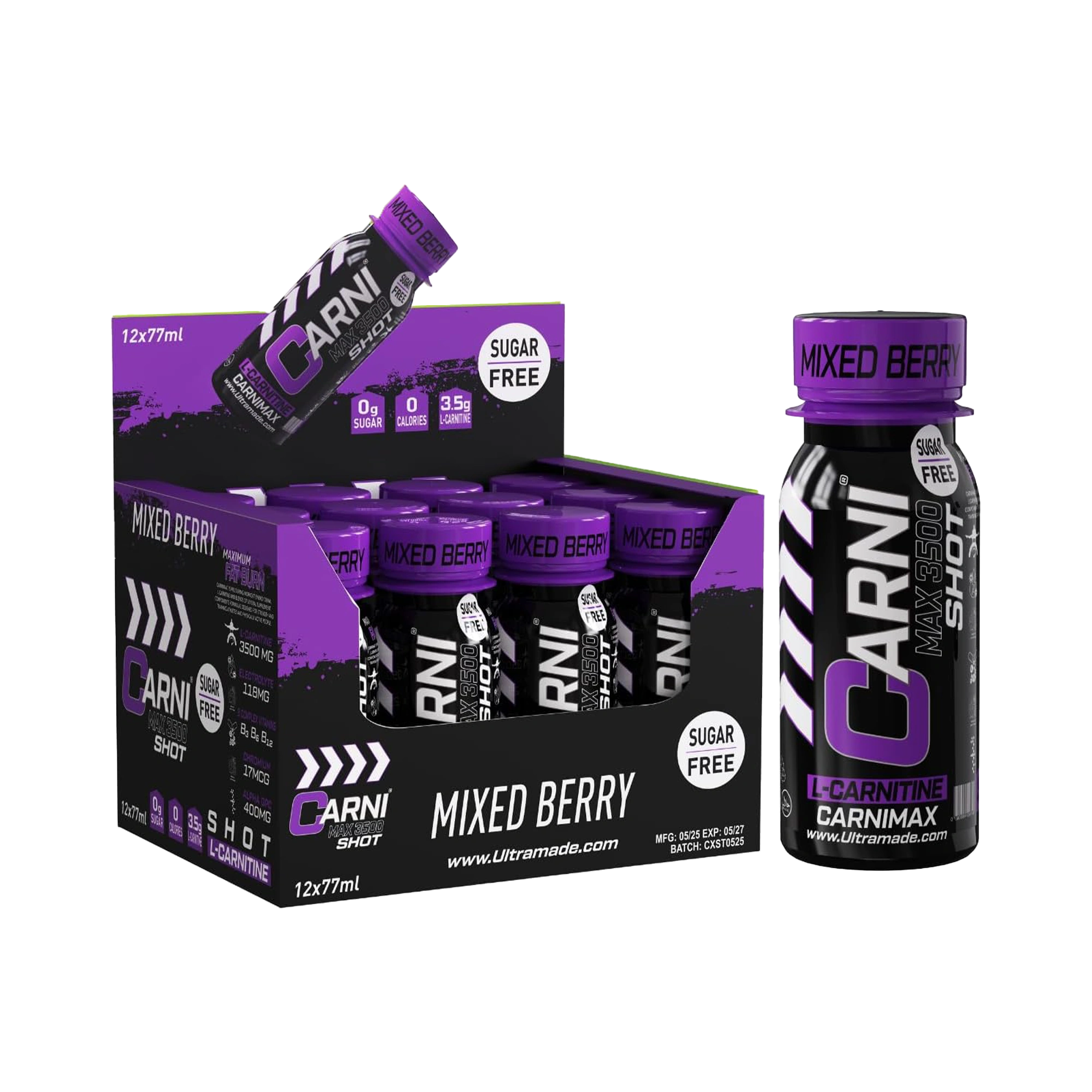 Carni Shot L-Carnitine Sugar-Free Mixed Berry Pack of 12 Ultramade Carni Shot L-Carnitine Sugar-Free Mixed Berry Pack of 12 Ultramade
