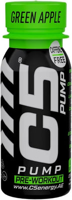 C5 PUMP Shot Pre-Workout, Caffeine-Free (Pack of 12,Green Apple) - Ultramade