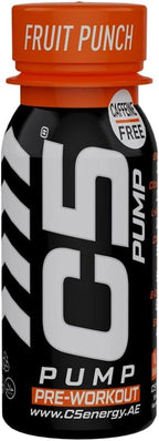 C5 PUMP Shot Pre-Workout, Caffeine-Free (Pack of 12, Fruit Punch) - Ultramade