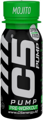 C5 PUMP Shot Pre-Workout, Caffeine-Free (Pack of 12, Mojito) - Ultramade