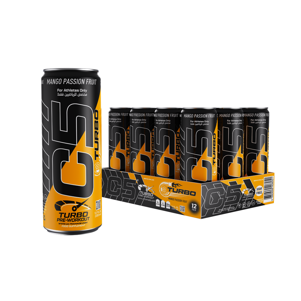 C5 Turbo Pre-Workout Drink – Passion Fruit Mango – 355 ml | 200 mg Caffeine