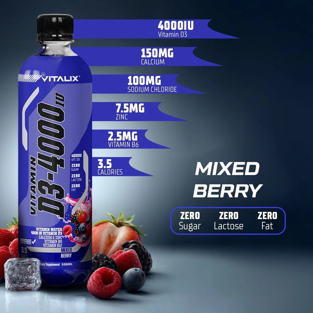 Vitamin D3-4000 Vitamin Water, Zero Sugar - Mixed Berry