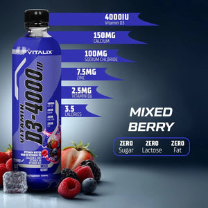 Vitamin D3-4000 Vitamin Water, Zero Sugar - Mixed Berry