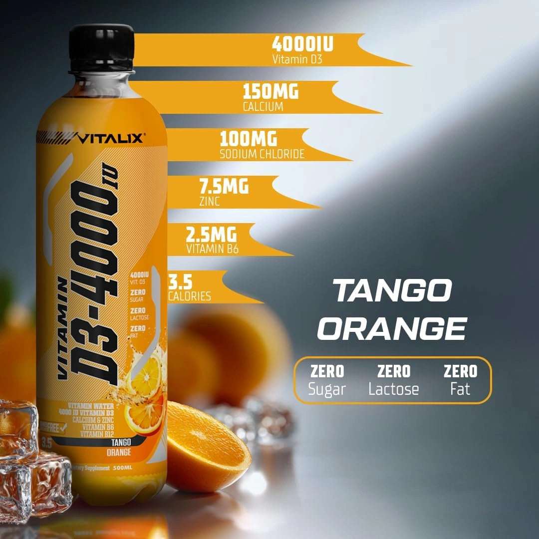 Vitamin D3-4000 Vitamin Water, Zero Sugar - Tango Orange - Ultramade
