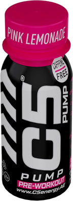 C5 PUMP Shot Pre-Workout, Caffeine-Free (Pack of 12, Pink Lemonade) - Ultramade