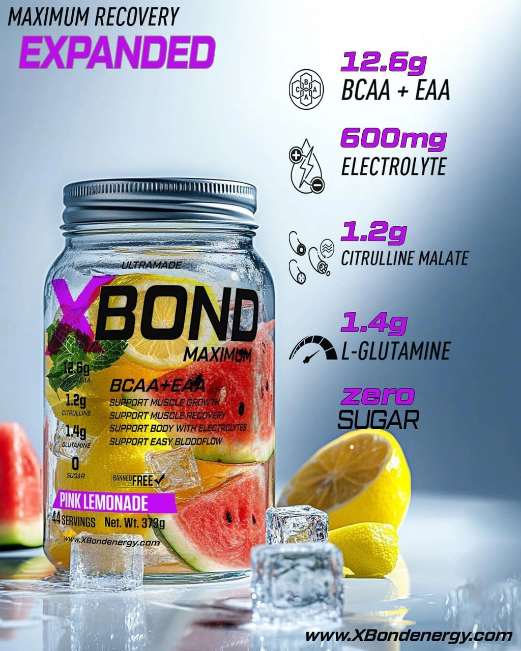 Xbond Powder BCAA + EAA - Pink Lemonade - Ultramade