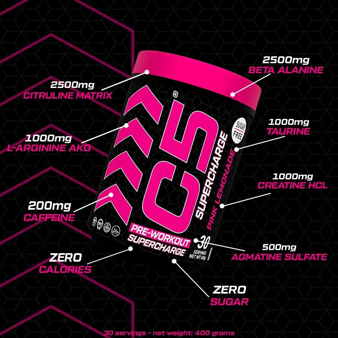 C5 Supercharge Pre Workout Powder Pink Lemonade - Ultramade