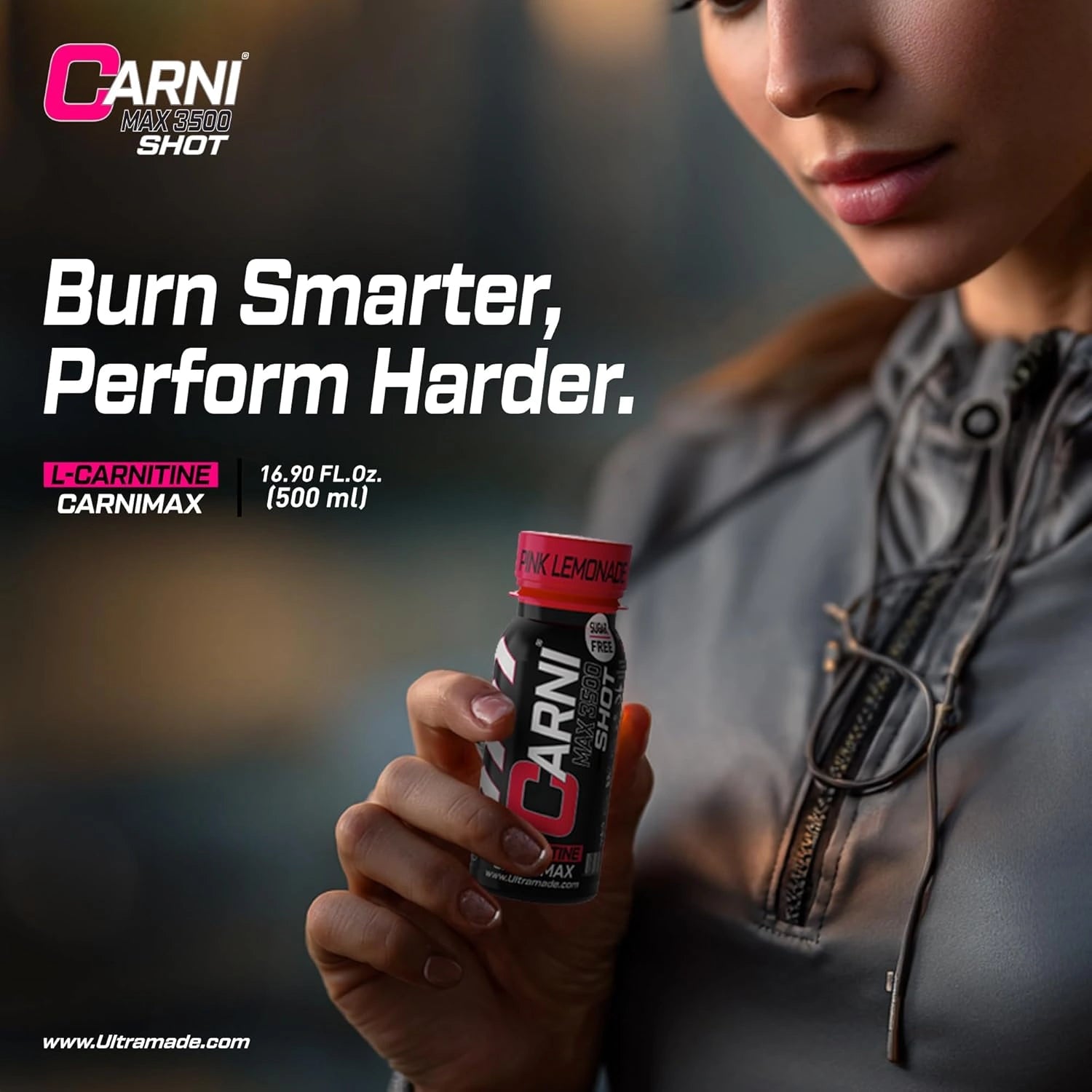 Carni Shot L-Carnitine Sugar-Free Pink Lemonade Pack of 12 - Ultramade