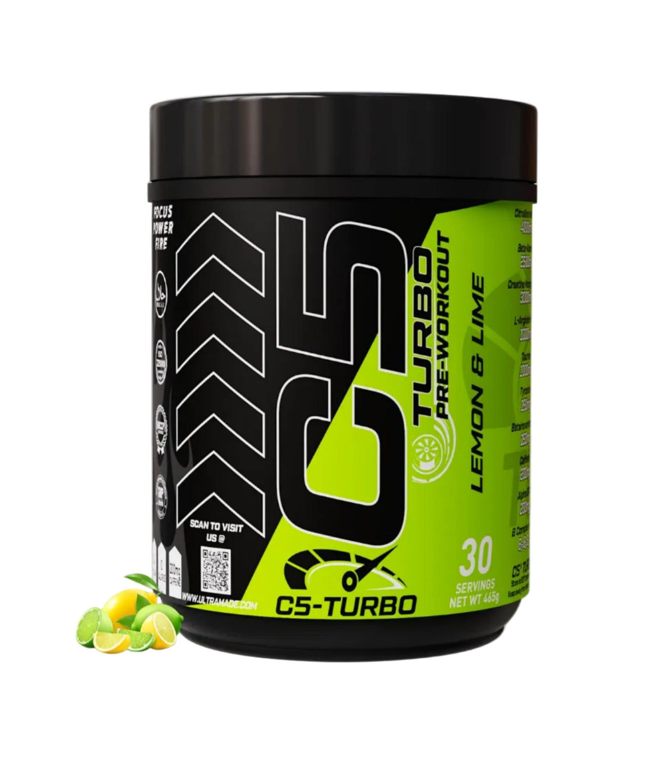 C5 Turbo Pre-Workout Powder –Lemon & Lime - Focus, Endurance & Performance Support – 30 Servings (Copy)