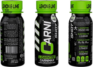 Carni Shot L-Carnitine Sugar-Free Lemon & Lime Pack of 12 Ultramade Carni Shot L-Carnitine Sugar-Free Lemon & Lime Pack of 12 Ultramade