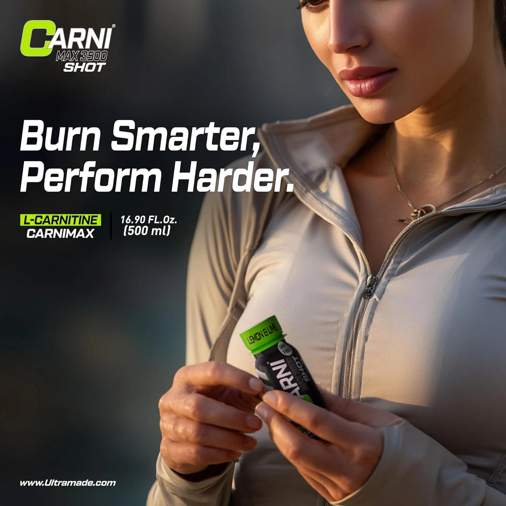 Carni Shot L-Carnitine Sugar-Free Lemon & Lime Pack of 12 - Ultramade