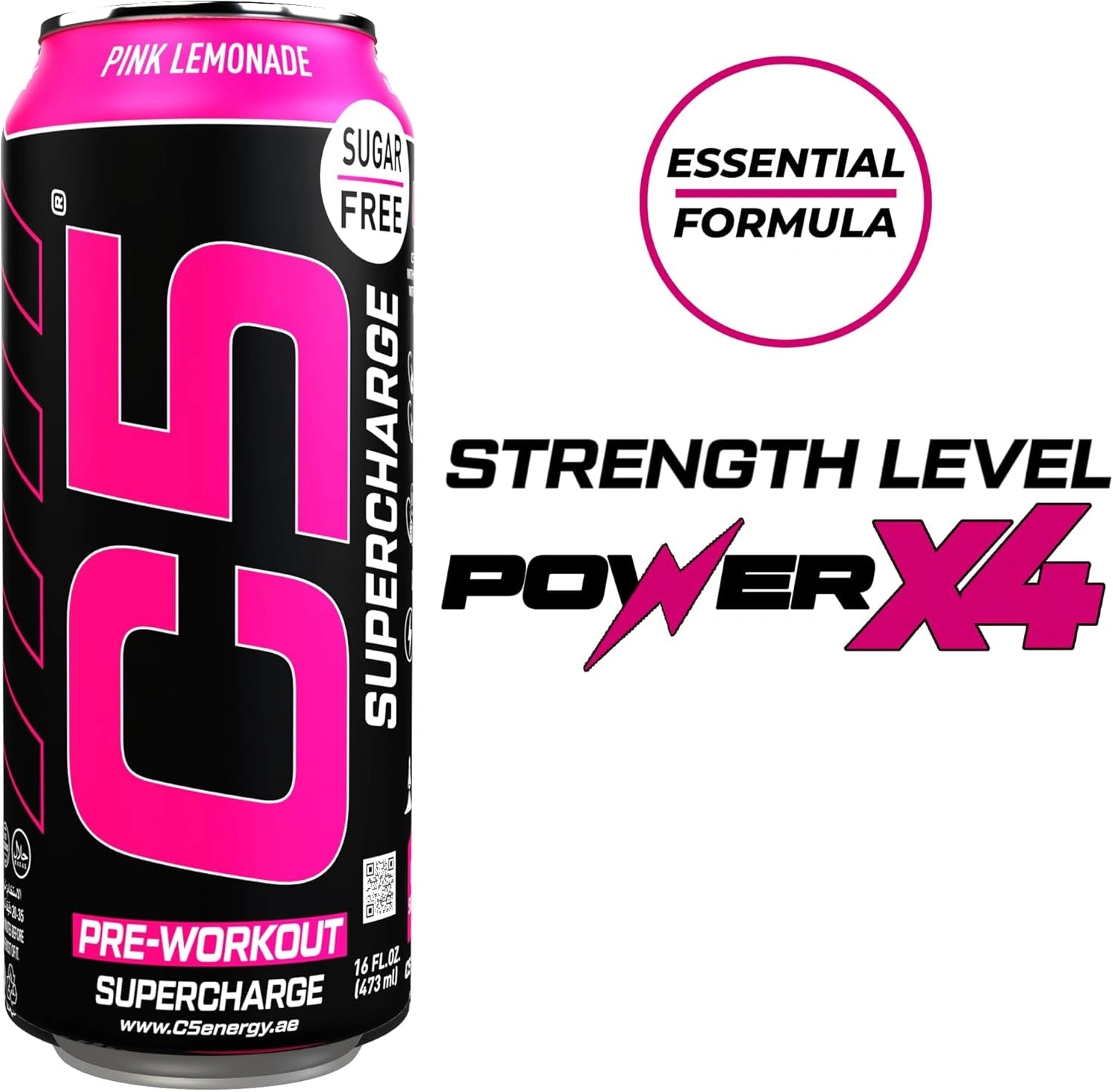 C5 Energy Drink Supercharge Pink Lemonade Pre Workout - Ultramade