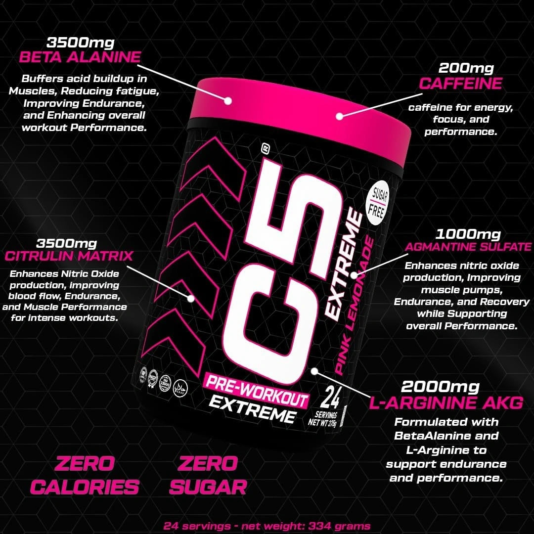 C5 Extreme Pre Workout Powder Pink Lemonade - Ultramade