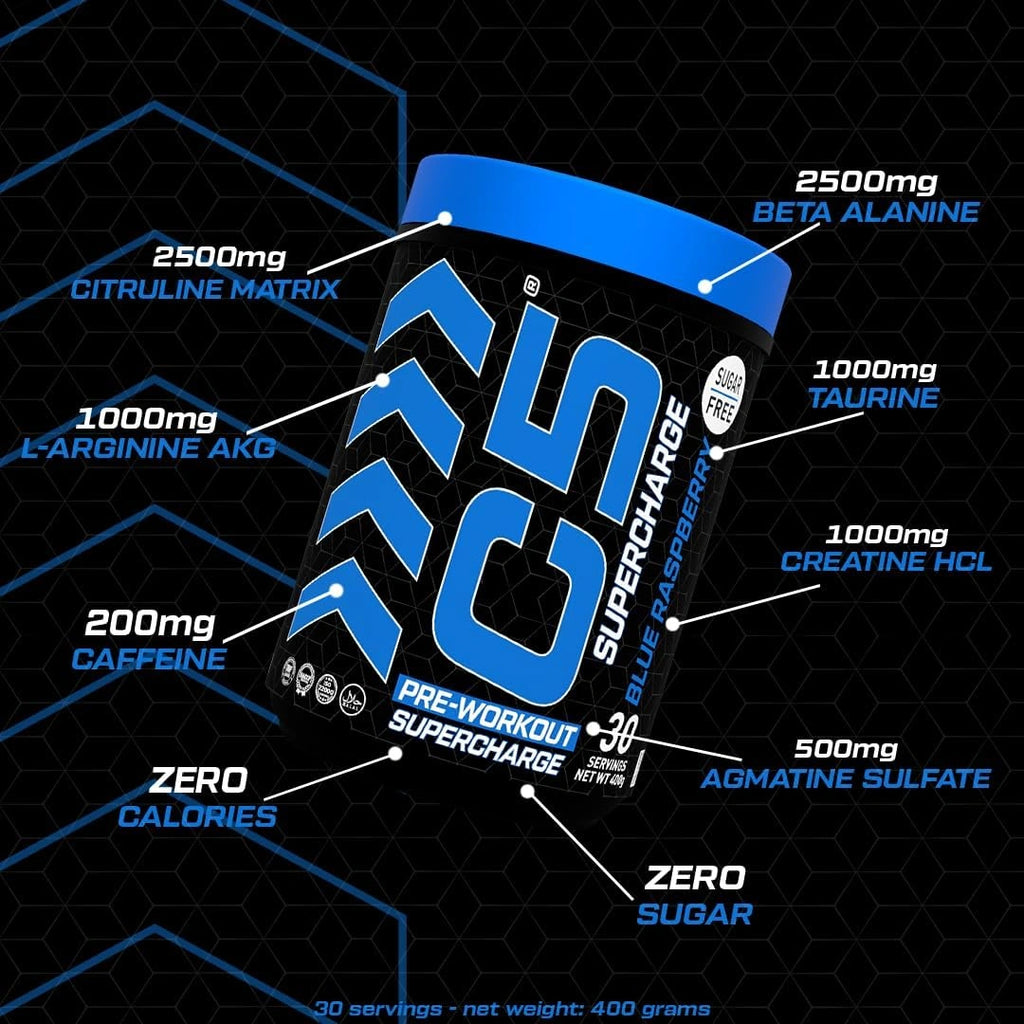 C5 Supercharge Pre Workout Powder Blue Raspberry - Ultramade