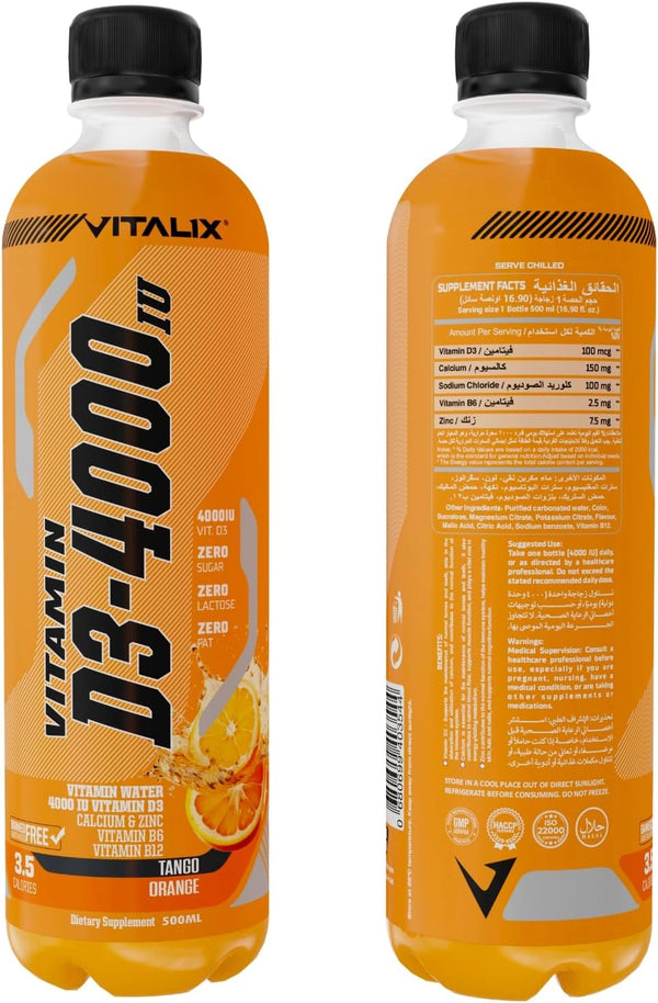 Vitamin D3-4000 Vitamin Water, Zero Sugar - Tango Orange
