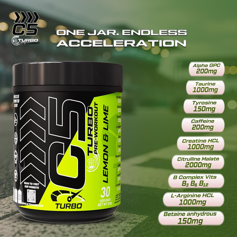 C5 Turbo Pre-Workout Powder –Lemon & Lime - Focus, Endurance & Performance Support – 30 Servings (Copy)