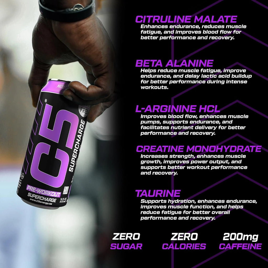 C5 Energy Drink Supercharge Mixed Berry Pre Workout - Ultramade