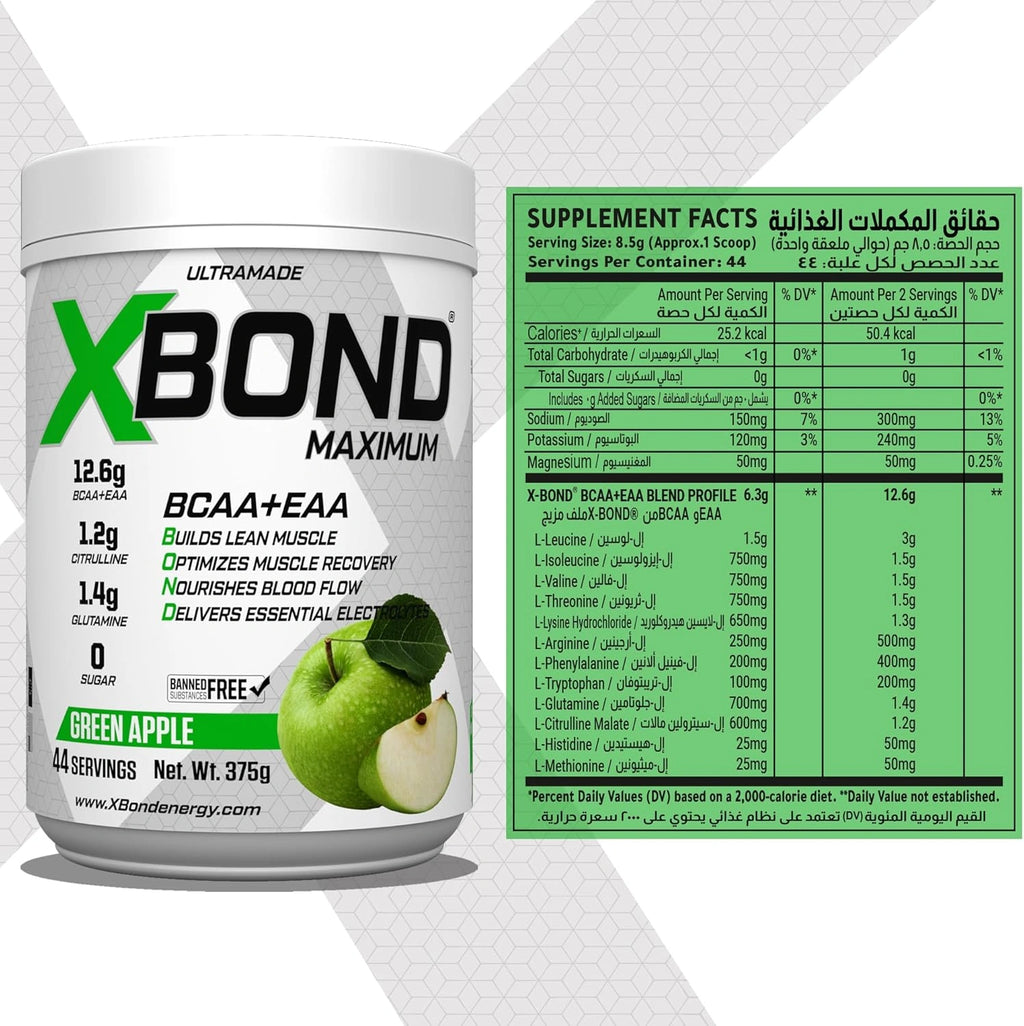 Xbond Powder BCAA + EAA - Green Apple - Ultramade