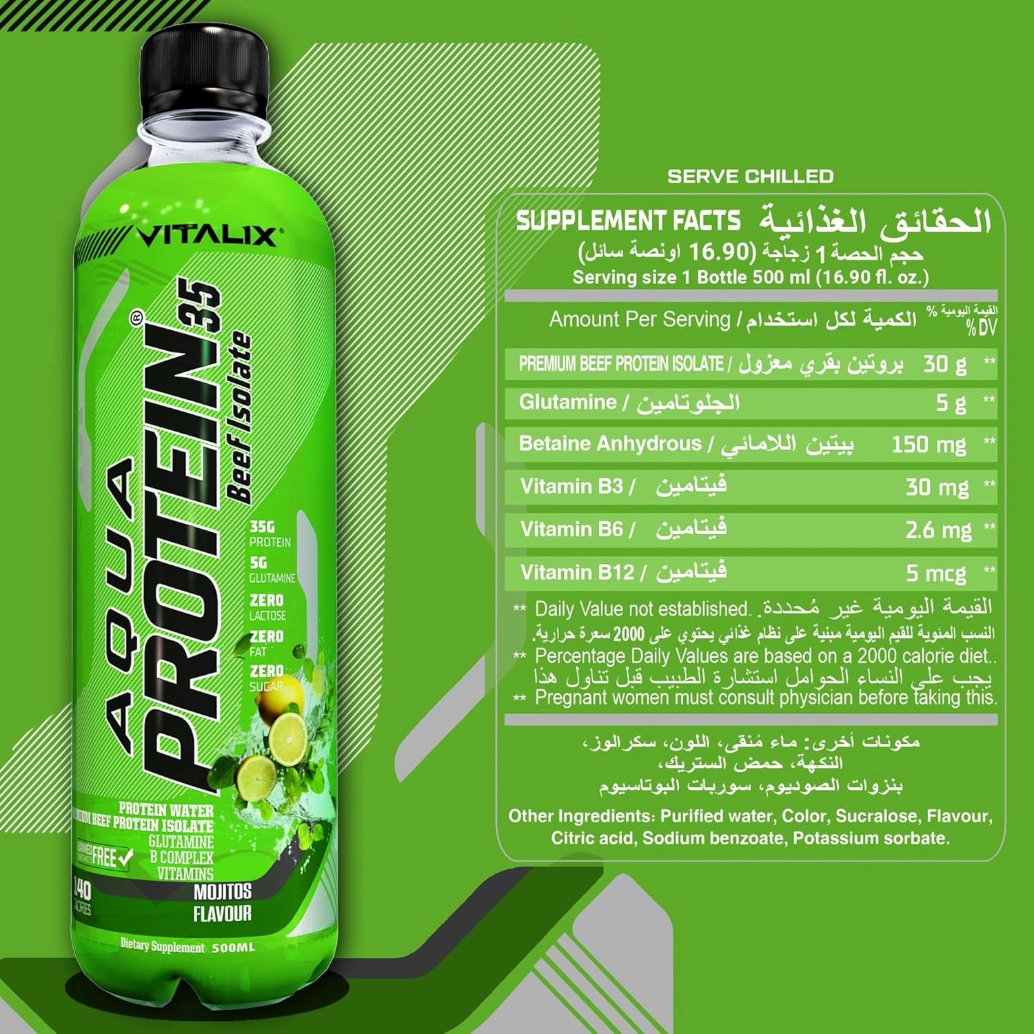 Aqua Protein 35  Premium Beef Protein Isolate - Mojito - Ultramade