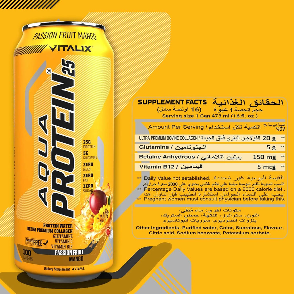 VITALIX Aqua Protein 25 Protein Water - Passion Fruit Mango - Ultramade