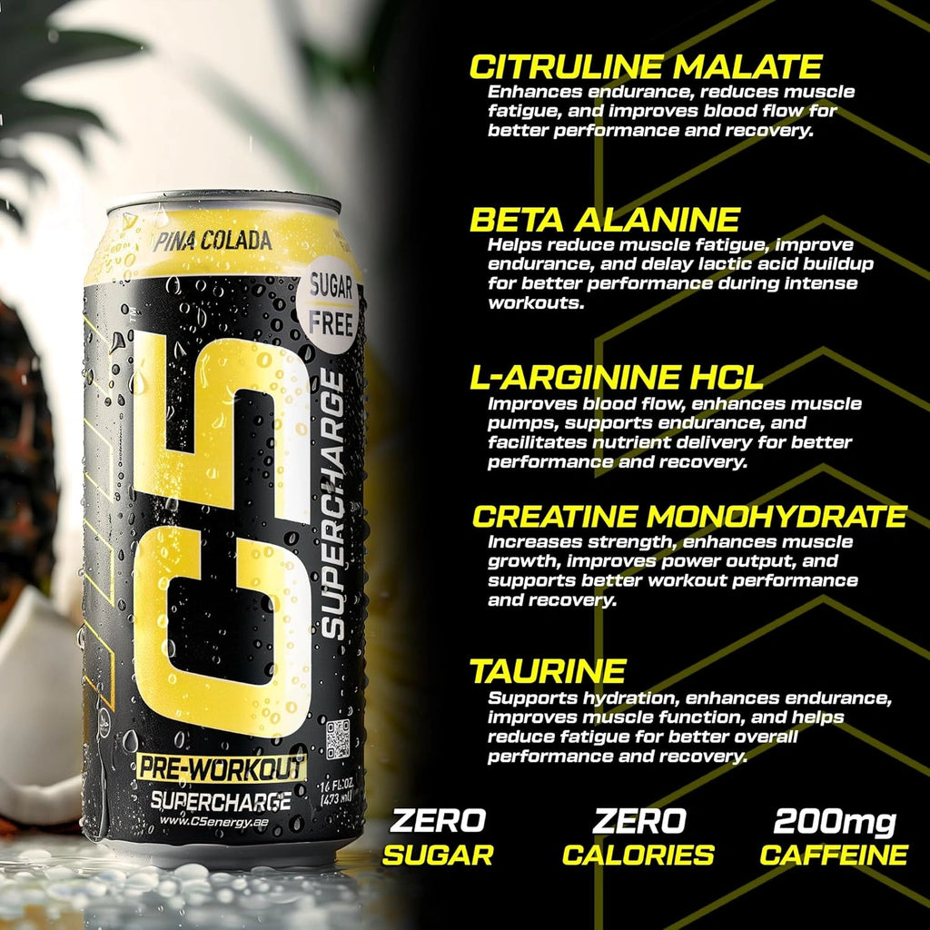 C5 Energy Drink Extreme Pina Colada Pre Workout - Ultramade