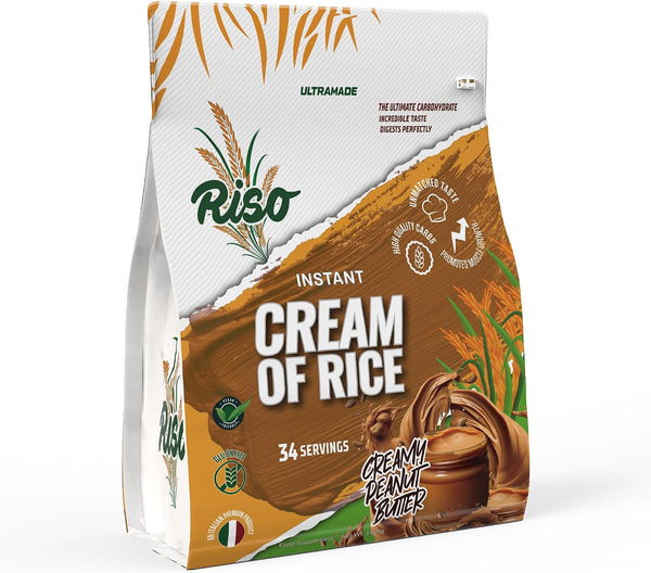 RISO Creamy Peanut Butter Instant Italian Cream of Rice, High Quality Carbohydrate Powder, Easy Digesting Muscle Growth Support, 1.02kg, 34 Servings