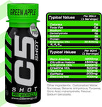 C5 SHOT Pre-Workout Drink | 80ml Liquid Energy Shot | 200mg Caffeine - Green Apple - Ultramade