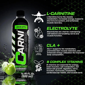 Carnimax L-Carnitine – Green Apple – 0g Sugar, 4500mg L-Carnitine