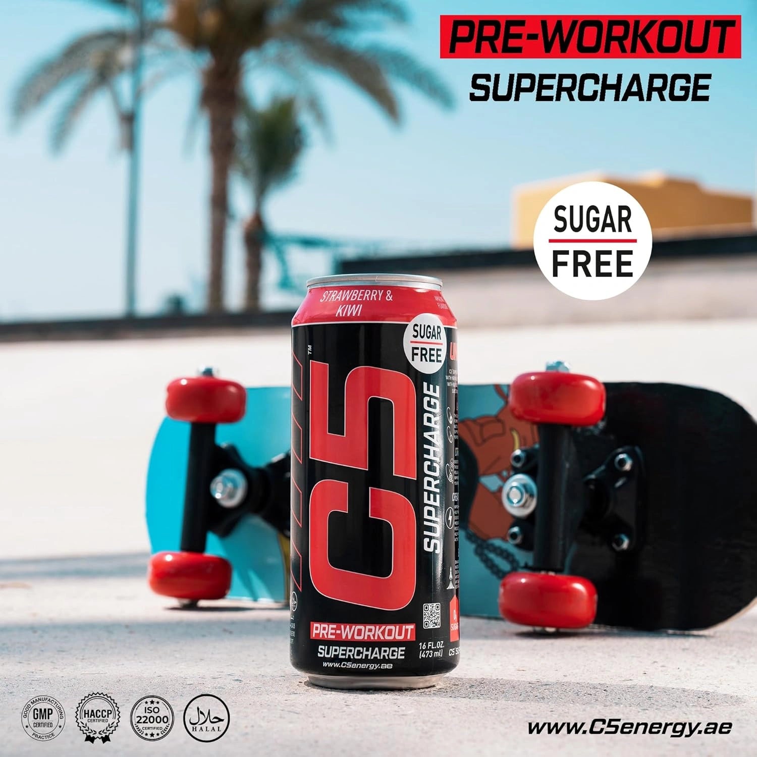 C5 Energy Drink Supercharge Strawberry & Kiwi  Pre Workout - Ultramade