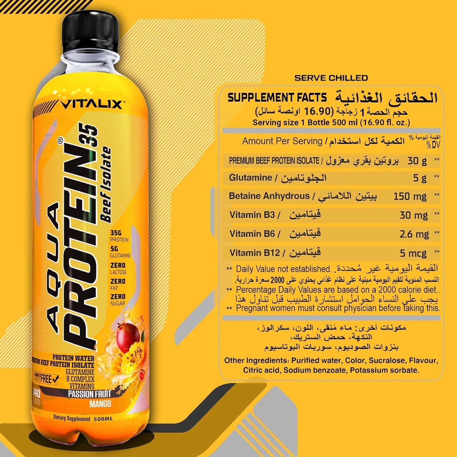 Aqua Protein 35  Premium Beef Protein Isolate - Mango Passion Fruit - Ultramade