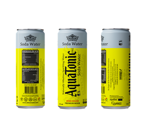 Aquatonic® Naturally Alkaline Soda Water – Zero Sugar Premium Mixer, 355ml Slim Can - Pack of 12
