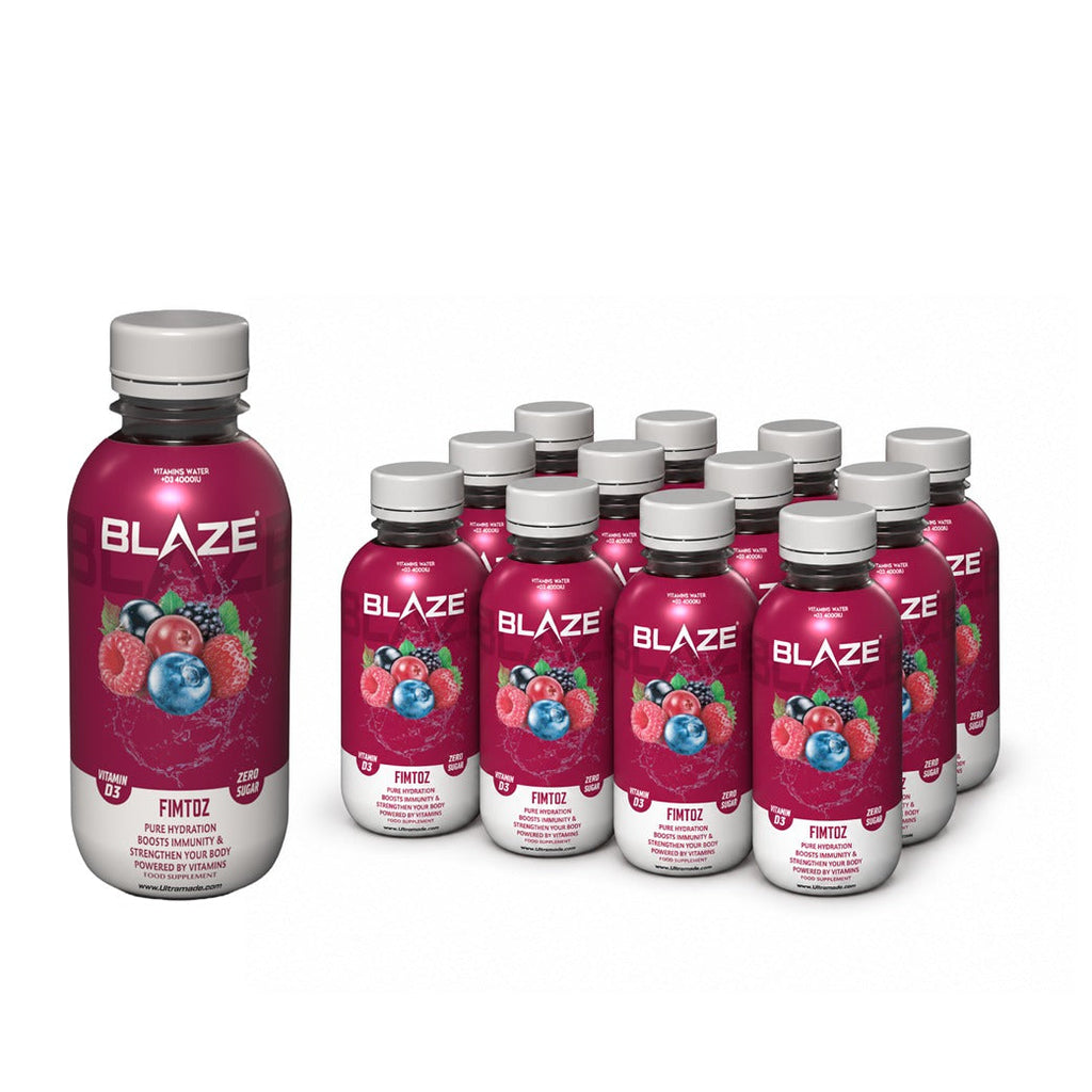 BLAZE Vitamin Water – Fimtoz – Zero Sugar, Vitamin D3 4000IU with Electrolytes – 250ml Bottle (Pack of 12)