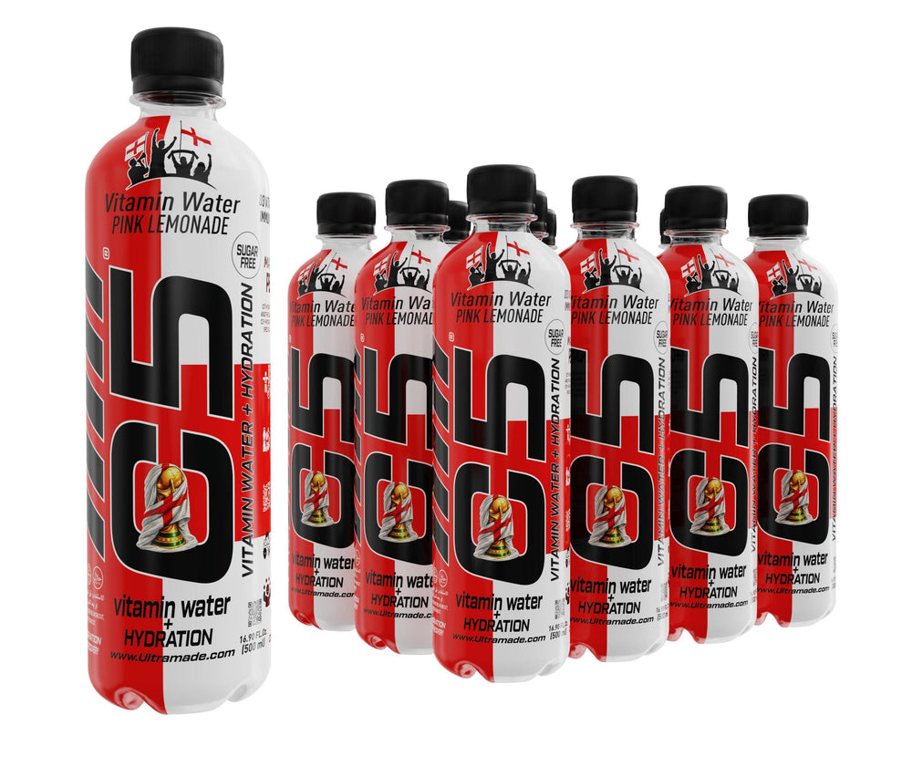 C5 Vitamin Water + Hydration Pink Lemonade – World Cup England Edition, Sugar Free Vitamin Drink, Refreshing Hydration Beverage, 500ml Bottle (Pack of 12)