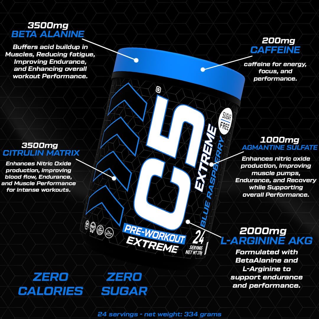C5 Extreme Pre Workout Powder Blue Raspberry - Ultramade
