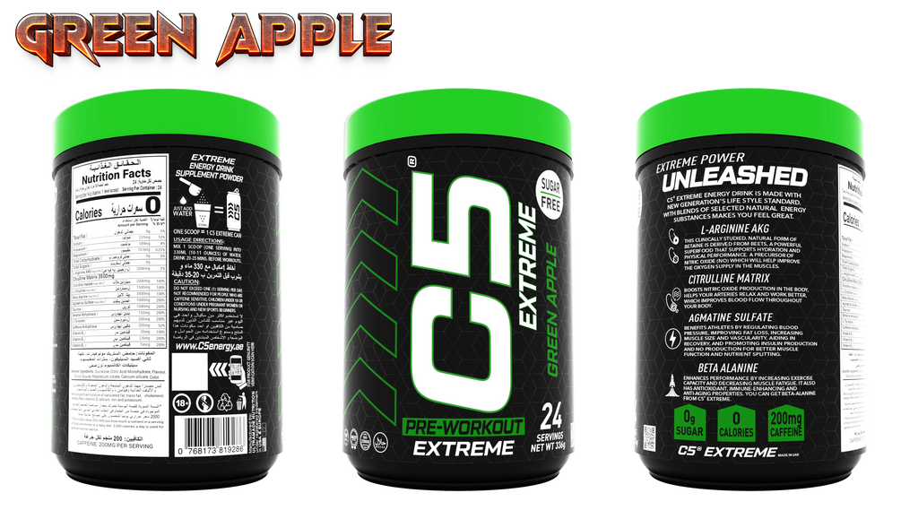 C5 Extreme Pre Workout Powder Green Apple - Ultramade