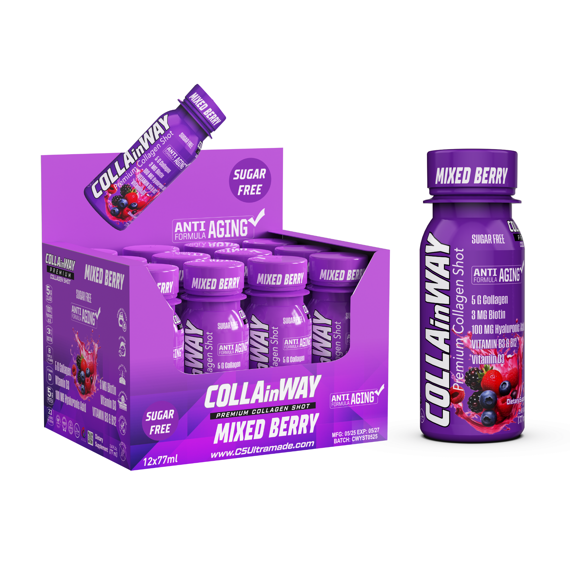 COLLAinWAY Premium Collagen Shot - Mixed Berry – 5000mg