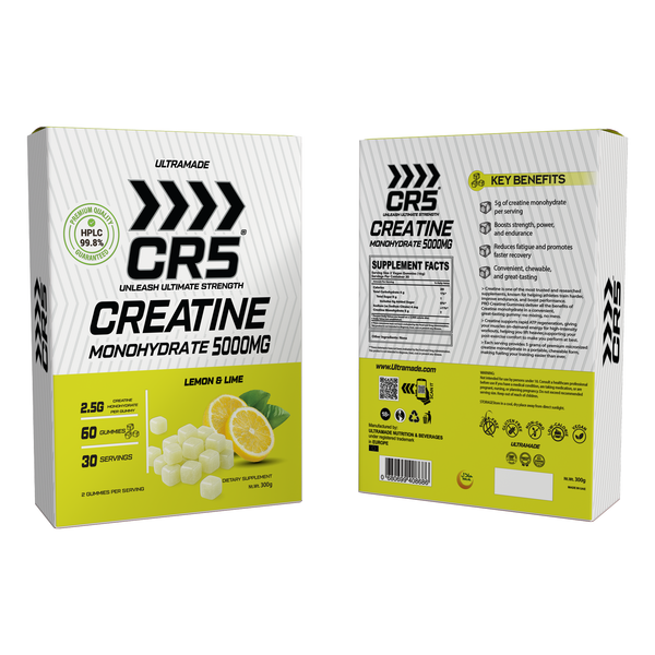 CR5 Creatine Gummies 5000mg – Lemon & Lime Flavor – 5g Per Serving, 99.8% Purity, 60 Gummies (30 Servings)