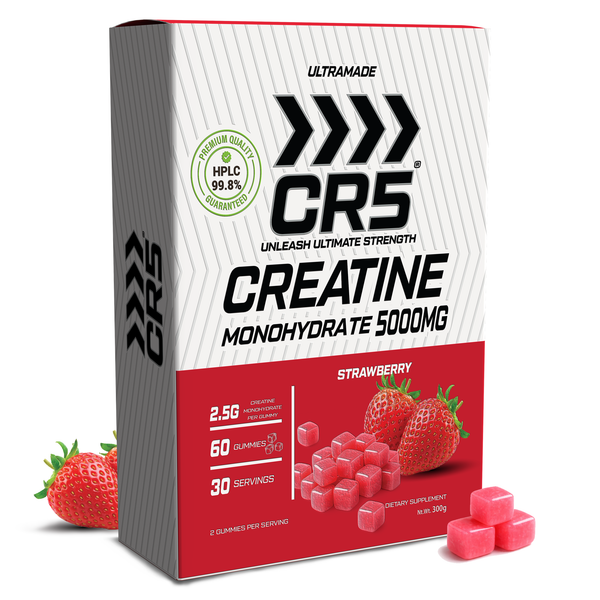CR5 Creatine Gummies 5000mg – Strawberry Flavor – 5g Per Serving, 99.8% Purity, 60 Gummies (30 Servings)