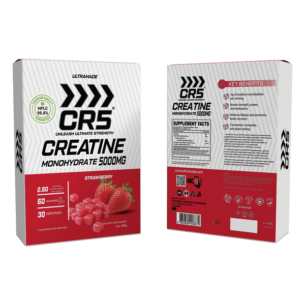 CR5 Creatine Gummies 5000mg – Strawberry Flavor – 5g Per Serving, 99.8% Purity, 60 Gummies (30 Servings)