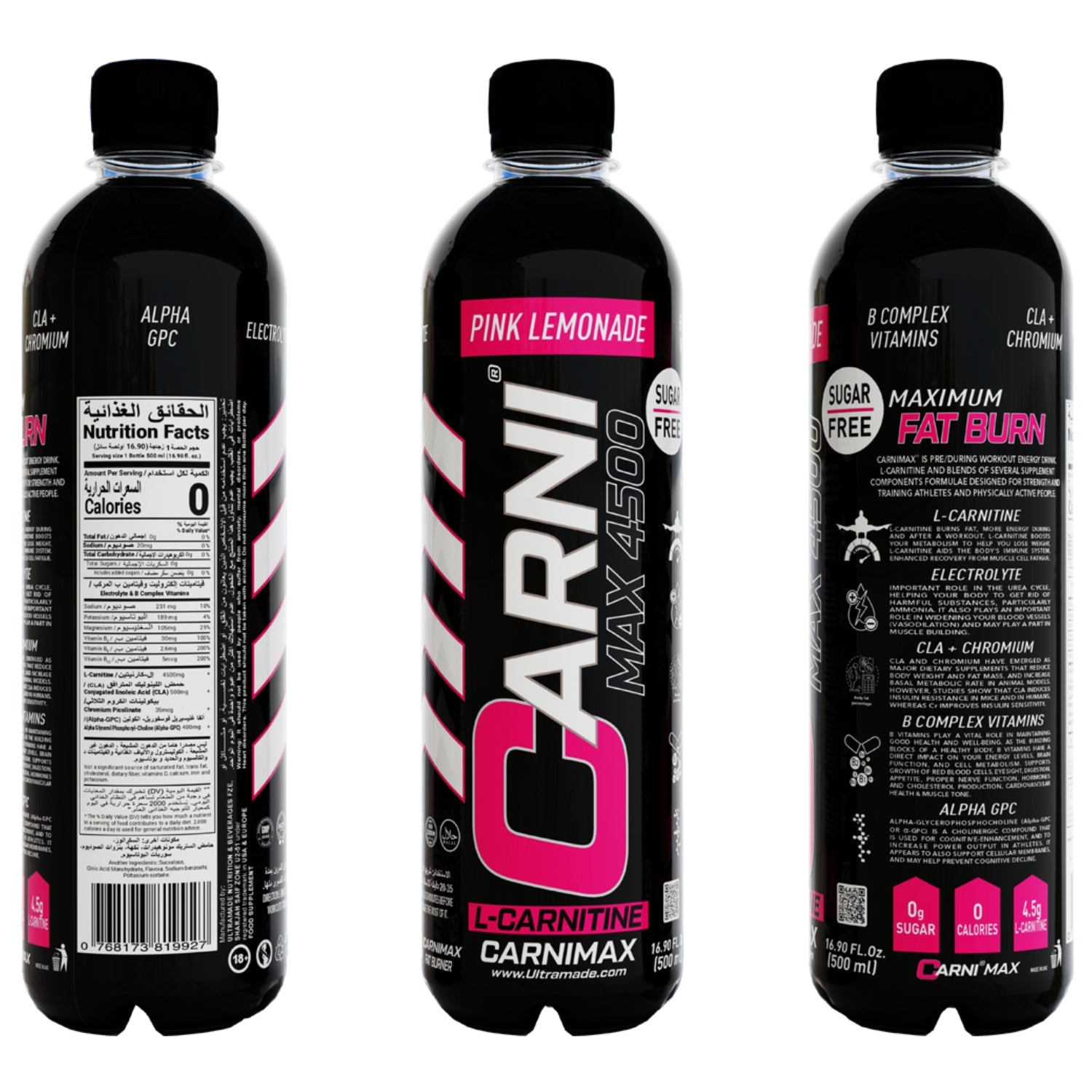 Carnimax  L-Carnitine – Pink Lemonade– 0g Sugar, 4500mg L-Carnitine - Ultramade