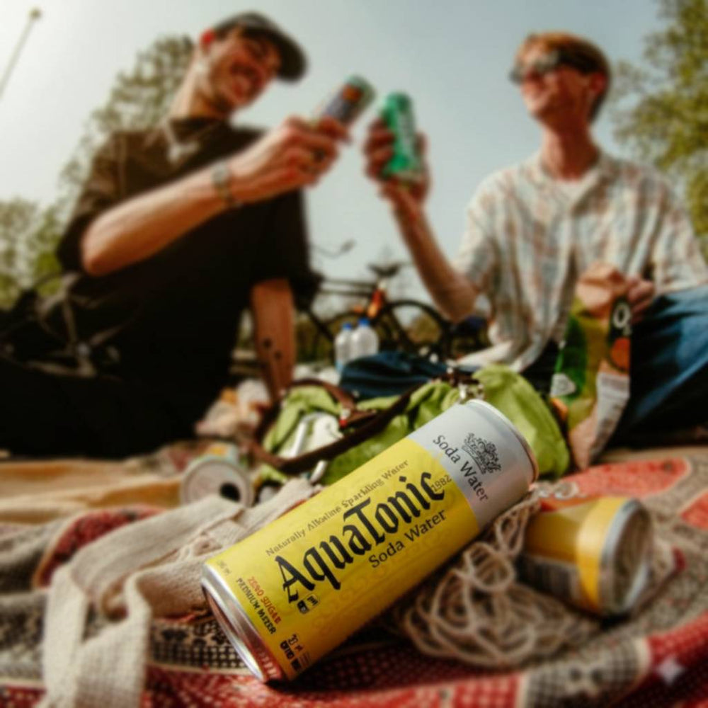 Aquatonic® Naturally Alkaline Soda Water – Zero Sugar Premium Mixer, 355ml Slim Can - Pack of 12