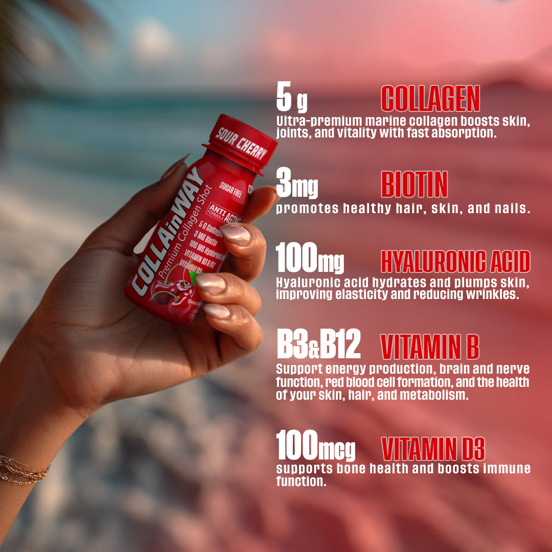 COLLAinWAY Premium Collagen Shot - Sour Cherry – 5000mg - Ultramade