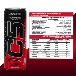 C5 Turbo Pre-Workout Drink – Sour Cherry – 355 ml | 200 mg Caffeine