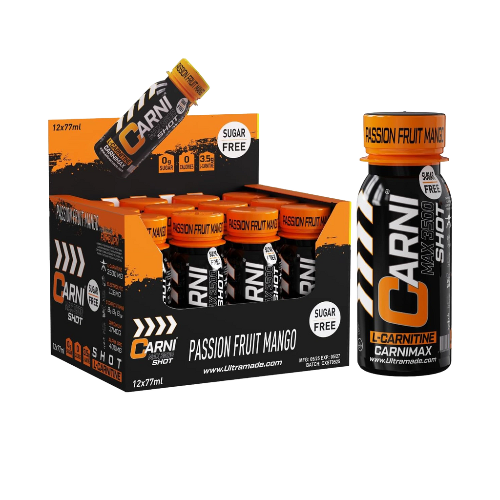 Carni Shot L-Carnitine Sugar-Free Passion Fruit Mango Pack of 12 - Ultramade