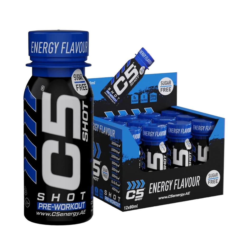 C5 SHOT Pre-Workout Drink | 80ml Liquid Energy Shot | 200mg Caffeine - Energy Flavour - Ultramade