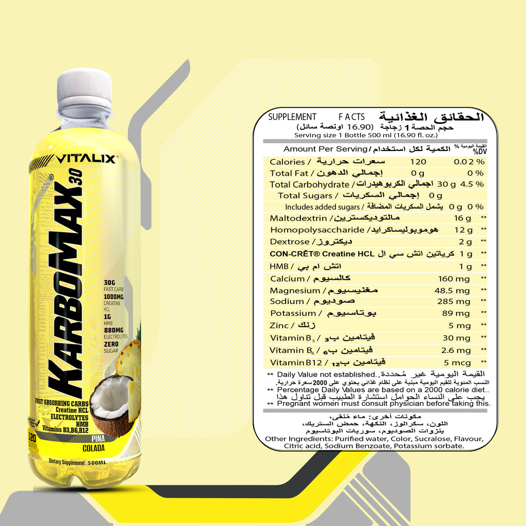 KarboMax 30 - Pina Colada| Weight Gain Drink | Fast Carb with 30g Carbs - Ultramade