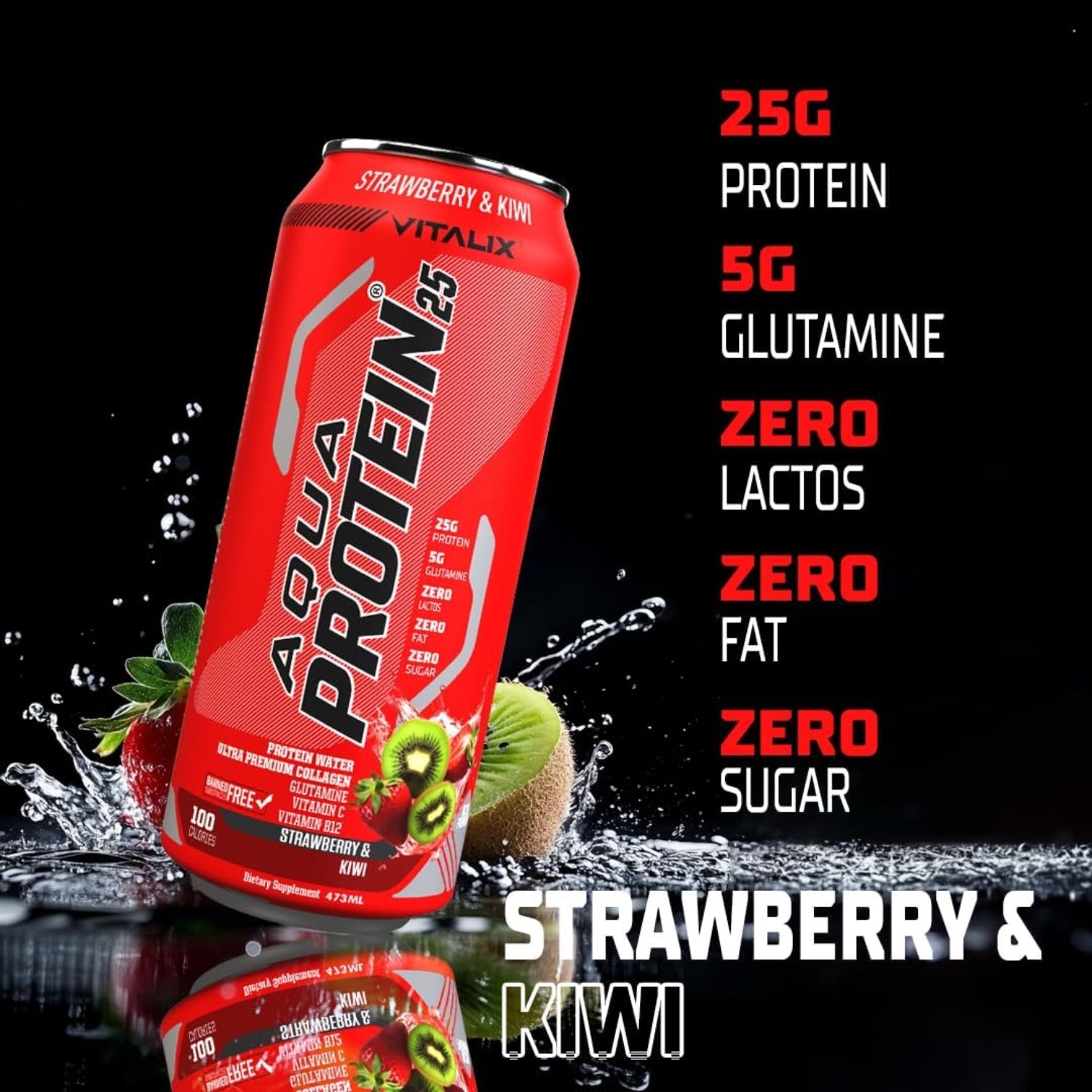 VITALIX Aqua Protein 25 Protein Water - Strawberry & Kiwi - Ultramade