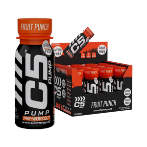 C5 PUMP Shot Pre-Workout, Caffeine-Free (Pack of 12, Fruit Punch)