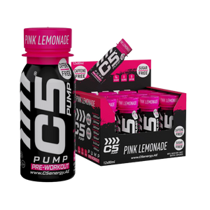 C5 PUMP Shot Pre-Workout, Caffeine-Free (Pack of 12, Pink Lemonade)