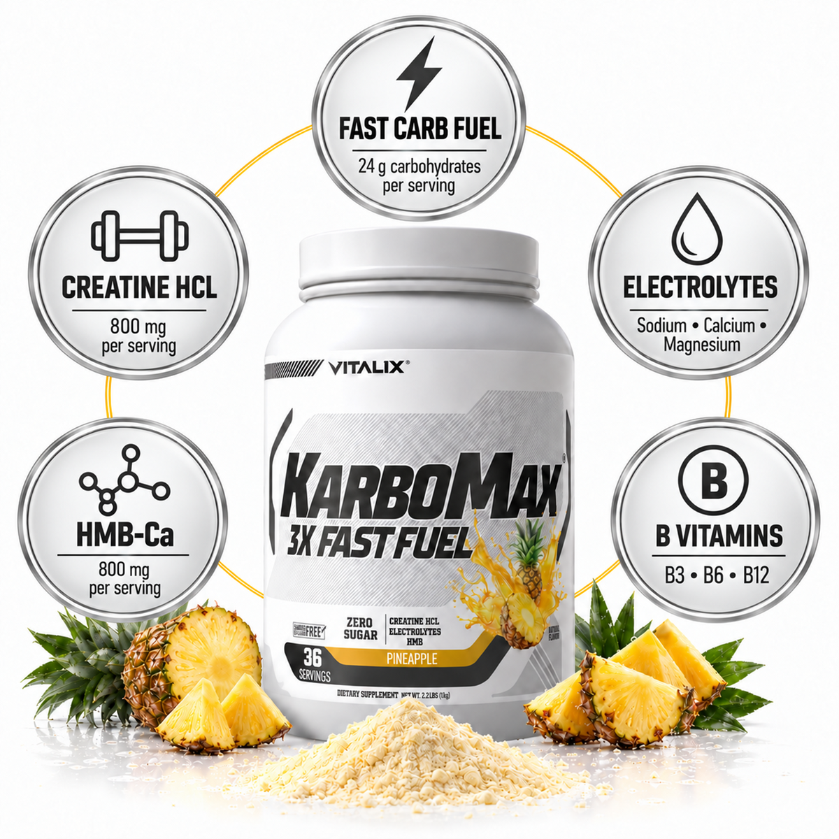 VITALIX KARBOMAX 3X FAST FUEL Pineapple 1 kg - key selling points
